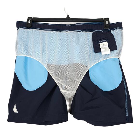 Nautica Men's Performance Colorblock Stripe 7" Swim Trunks Alaskan Blue XXL NWT - Picture 8 of 8